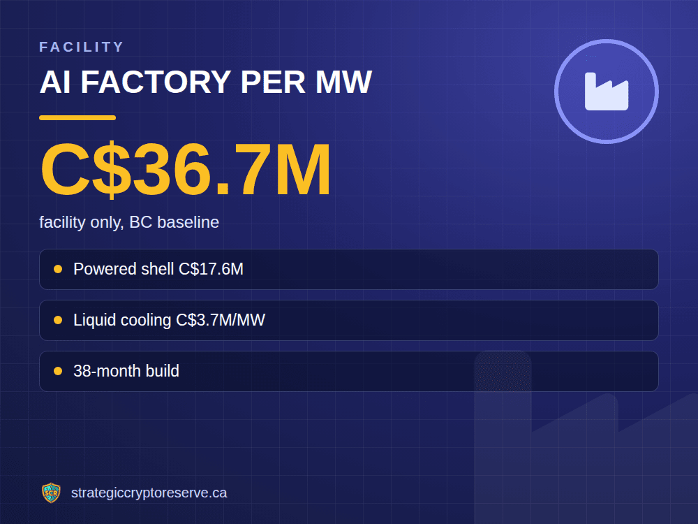 AI factory per MW: facility only, BC baseline