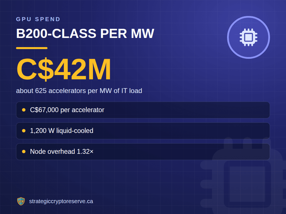 B200-class per MW: about 625 accelerators per MW of IT load