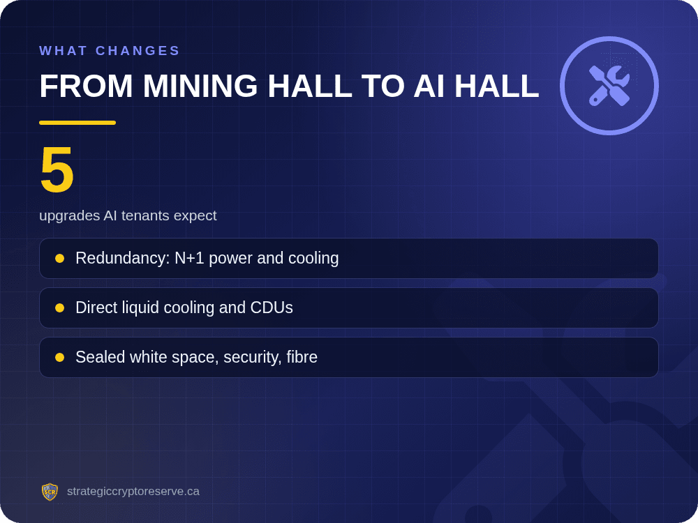 From mining hall to AI hall: upgrades AI tenants expect