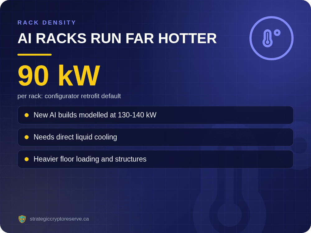 AI racks run far hotter: per rack: configurator retrofit default