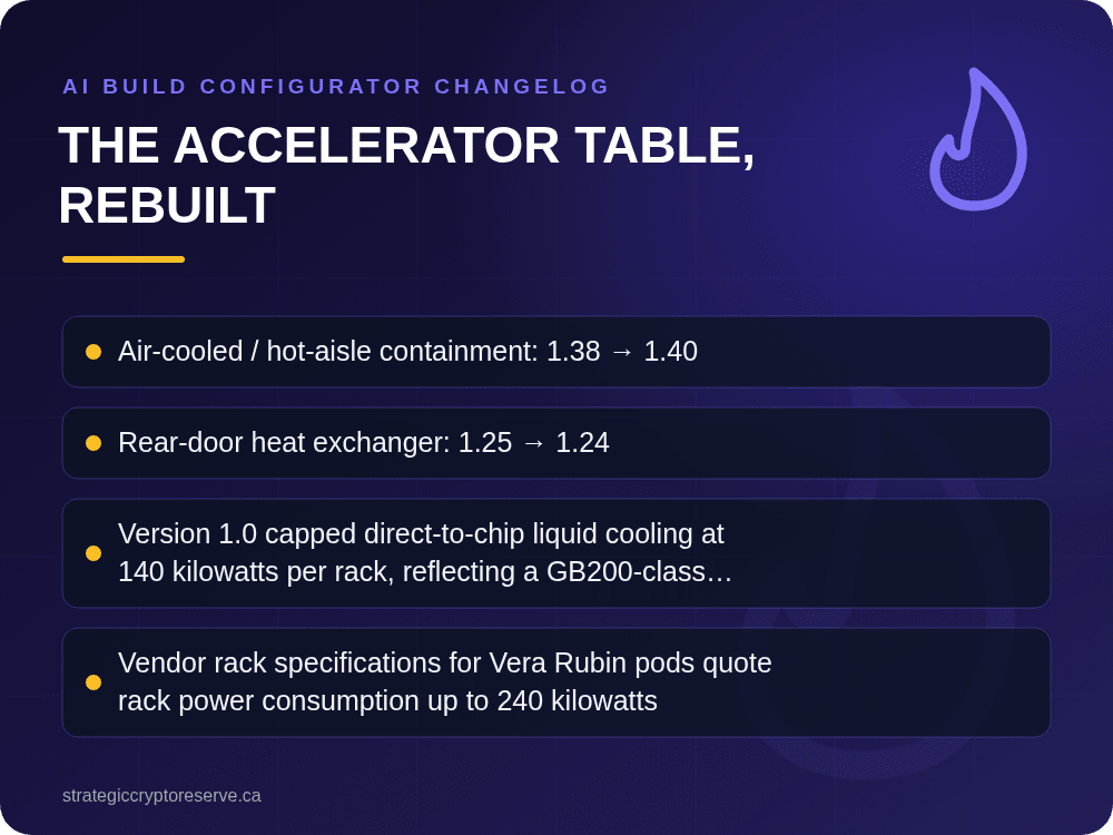 The accelerator table, rebuilt: key points illustration, AI Build Configurator Changelog