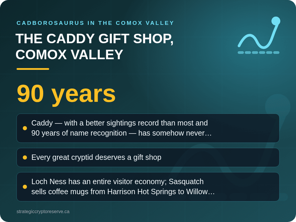 The Caddy Gift Shop, Comox Valley: key points illustration, Cadborosaurus in the Comox Valley