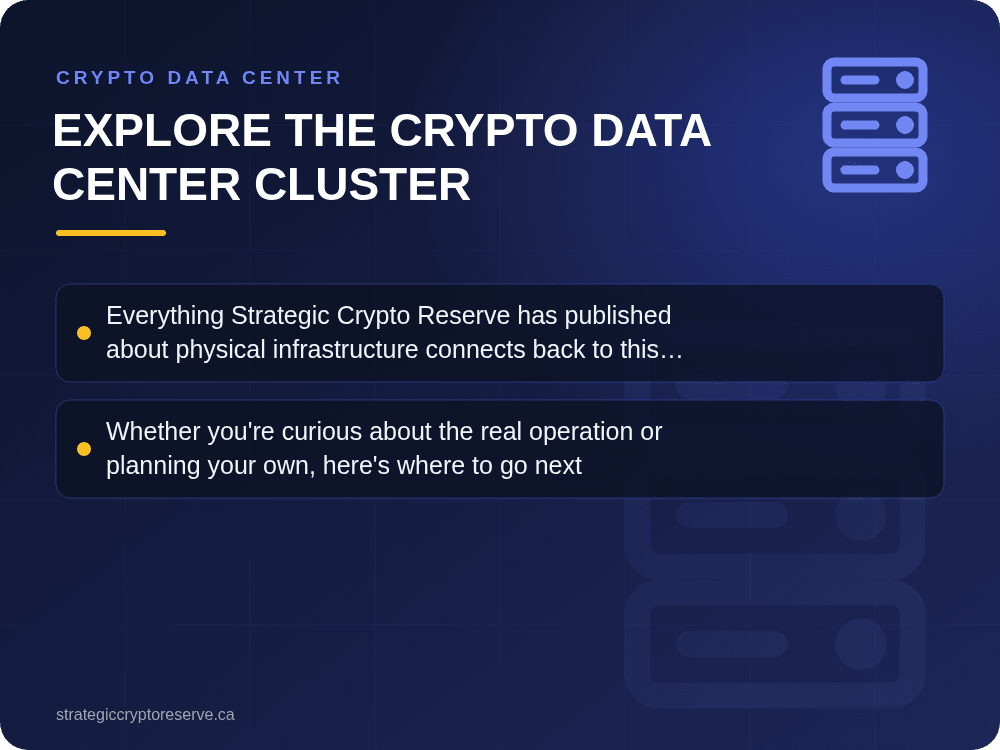 Explore the Crypto Data Center Cluster: key points illustration, Crypto Data Center