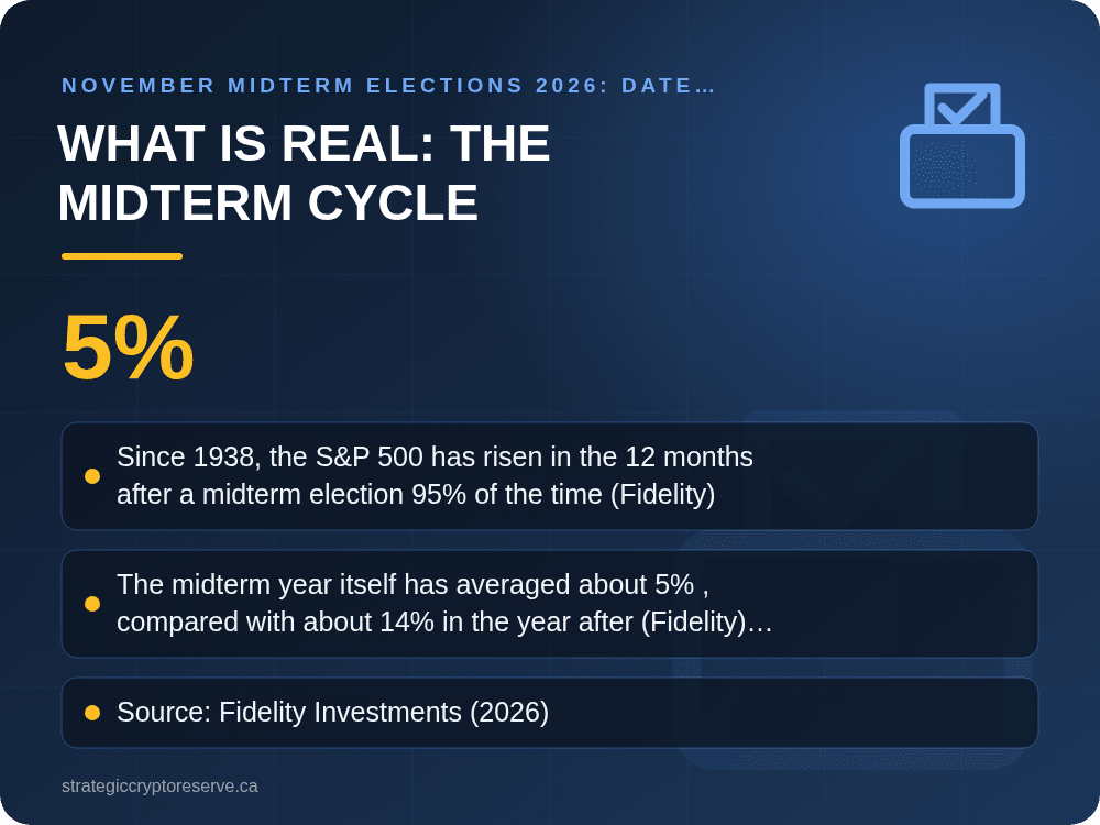 What is real: the midterm cycle: key points illustration, November Midterm Elections 2026: Date, Ballot, Key Races & Markets