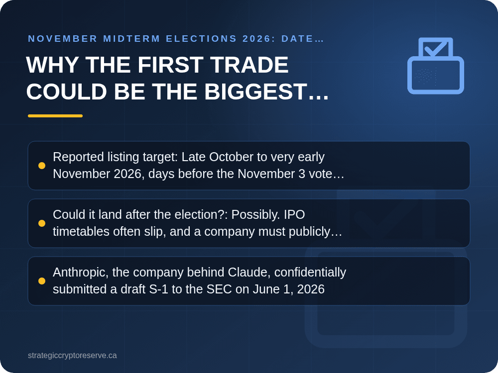 Why the first trade could be the biggest money move ever made in seconds: key points illustration, November Midterm Elections 2026: Date, Ballot, Key Races & Markets