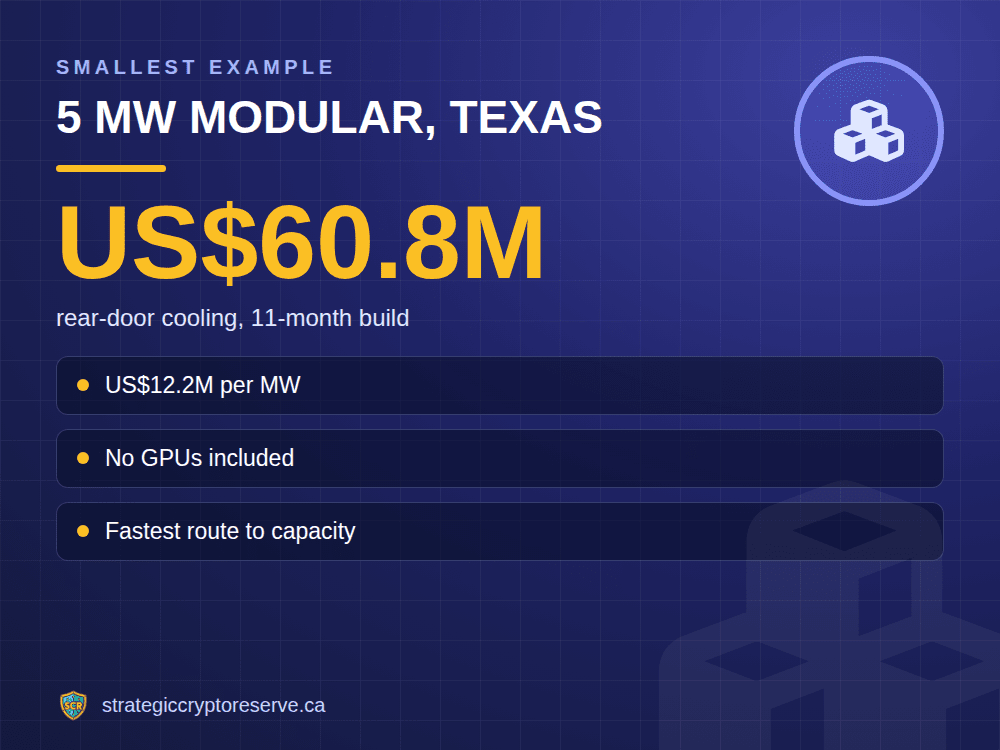 5 MW modular, Texas: rear-door cooling, 11-month build