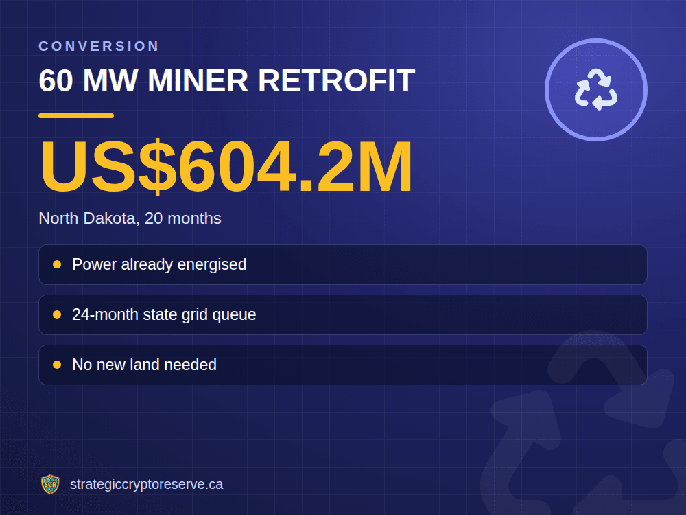 60 MW miner retrofit: North Dakota, 20 months
