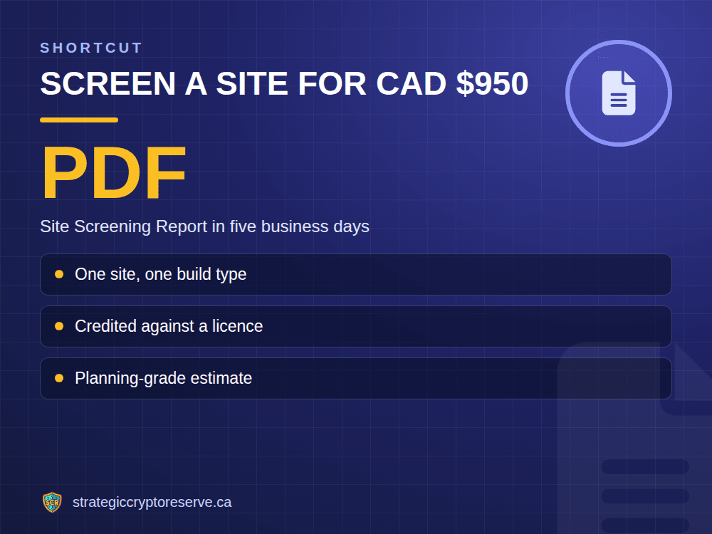 Screen a site for CAD $950: Site Screening Report in five business days