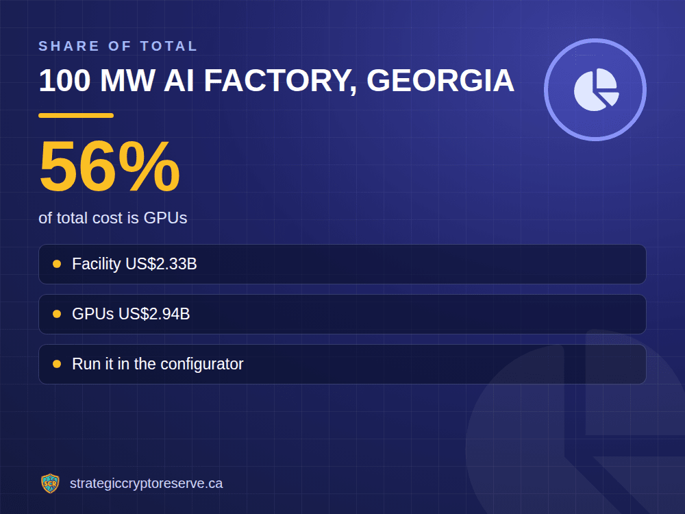 100 MW AI factory, Georgia: of total cost is GPUs