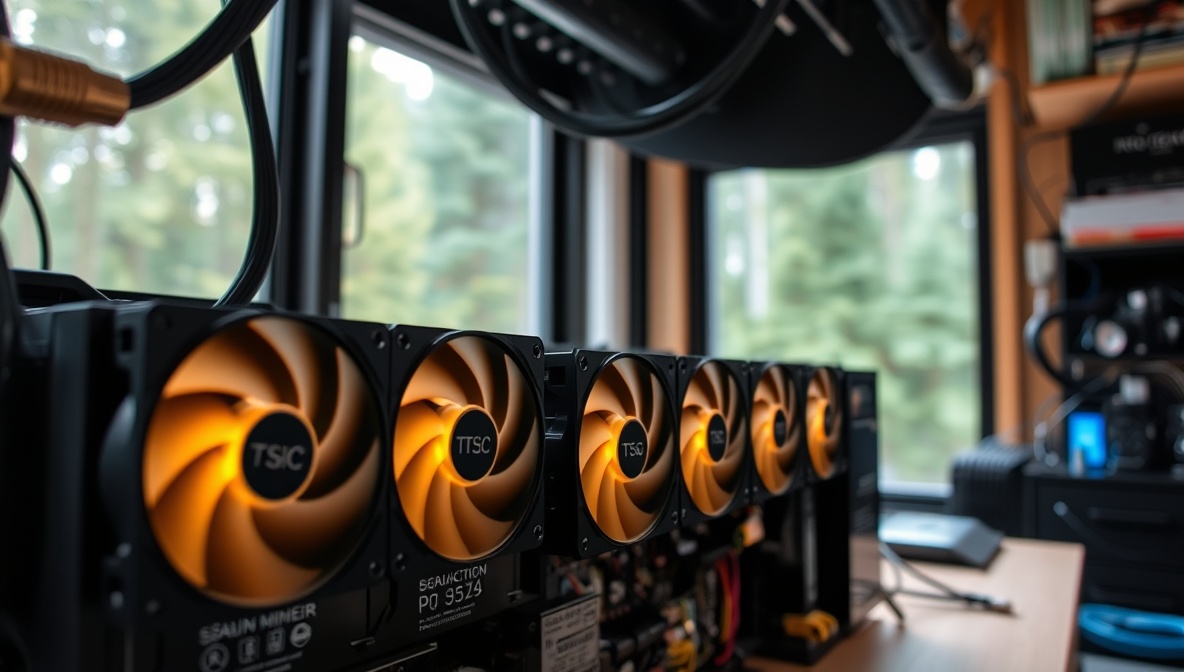 Small-scale crypto mining setup in the Comox Valley, British Columbia — BC Hydro powered ASIC miners