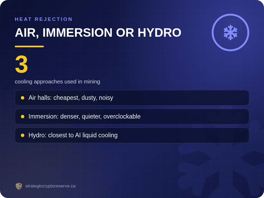 Air, immersion or hydro: cooling approaches used in mining