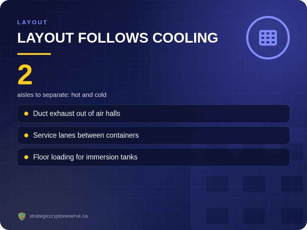 Layout follows cooling: aisles to separate: hot and cold