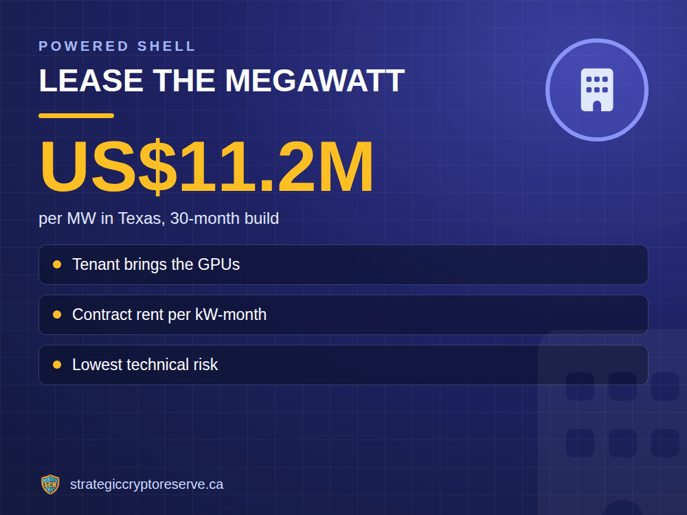 Lease the megawatt: per MW in Texas, 30-month build