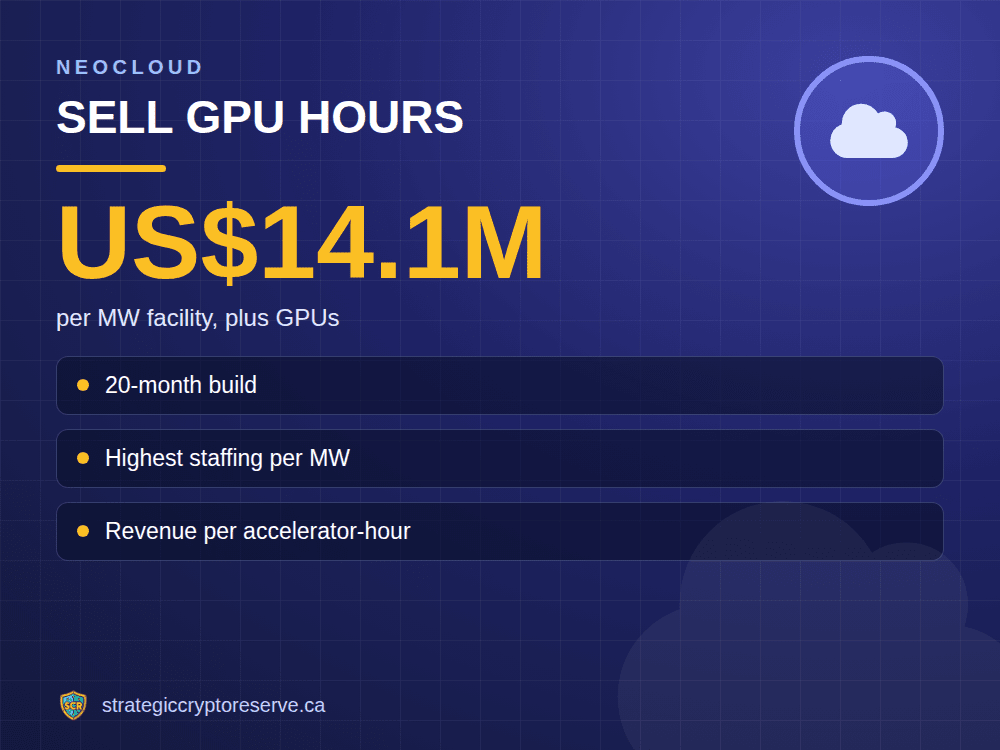 Sell GPU hours: per MW facility, plus GPUs