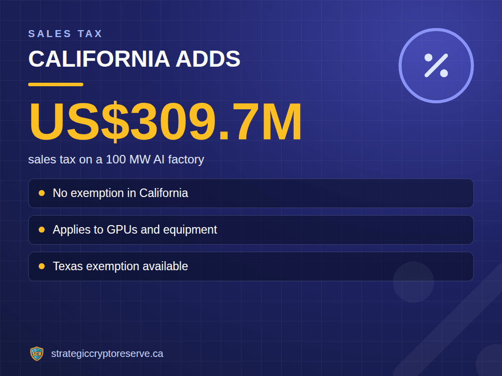 California adds: sales tax on a 100 MW AI factory