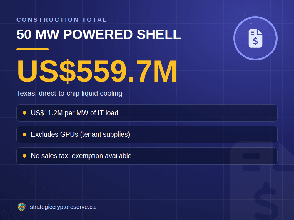 50 MW powered shell: Texas, direct-to-chip liquid cooling