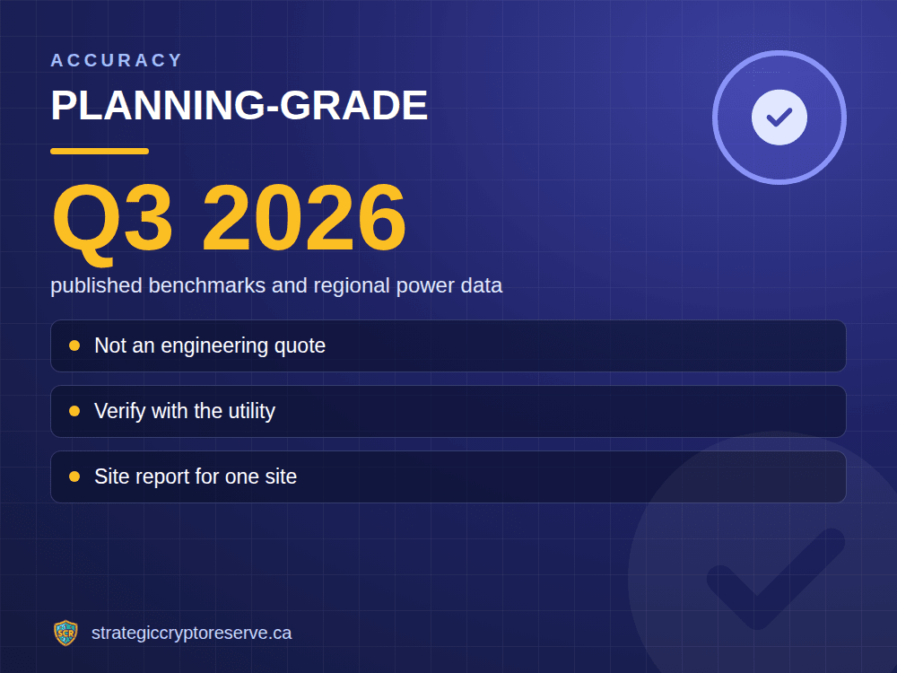 Planning-grade: published benchmarks and regional power data