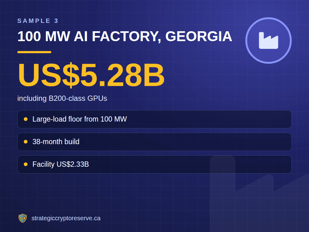 100 MW AI factory, Georgia: including B200-class GPUs
