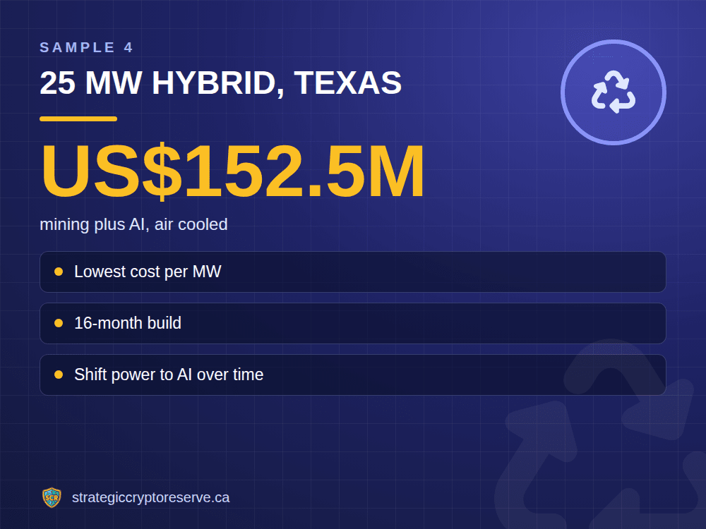 25 MW hybrid, Texas: mining plus AI, air cooled