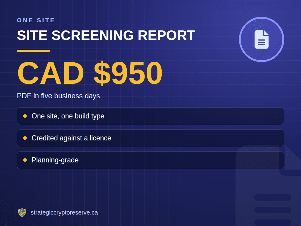 Site Screening Report: PDF in five business days