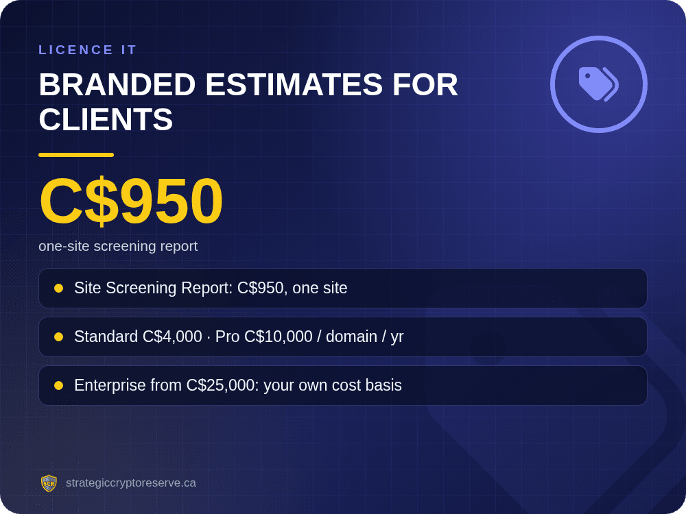 Branded estimates for clients: one-site screening report