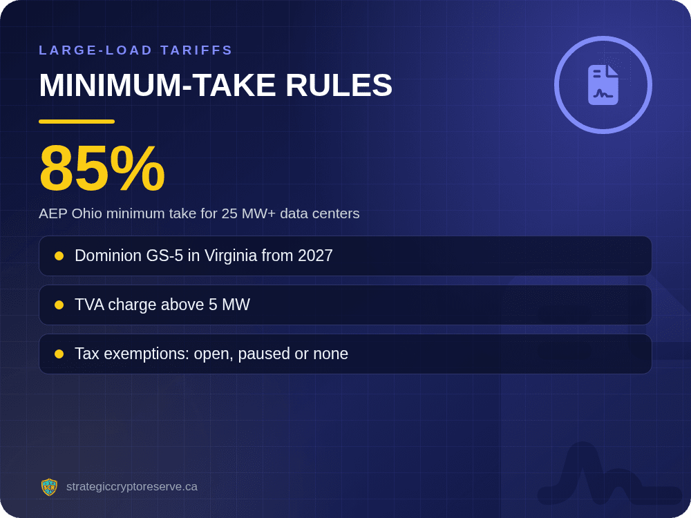 Minimum-take rules: AEP Ohio minimum take for 25 MW+ data centers