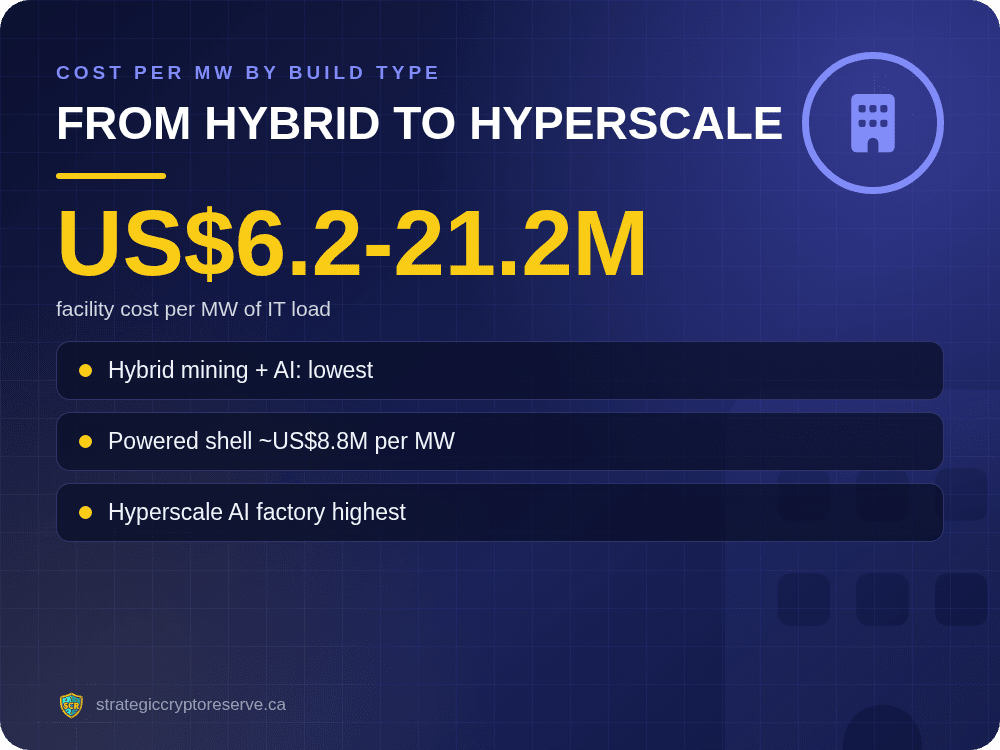 From hybrid to hyperscale: facility cost per MW of IT load
