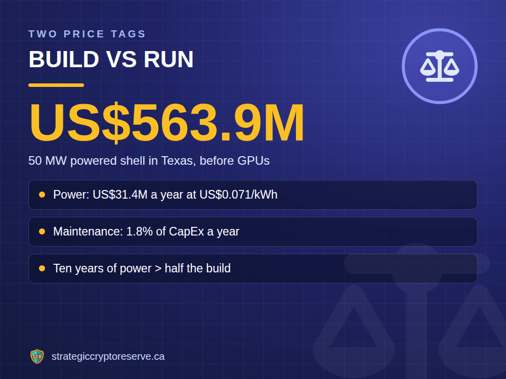Build vs run: 50 MW powered shell in Texas, before GPUs