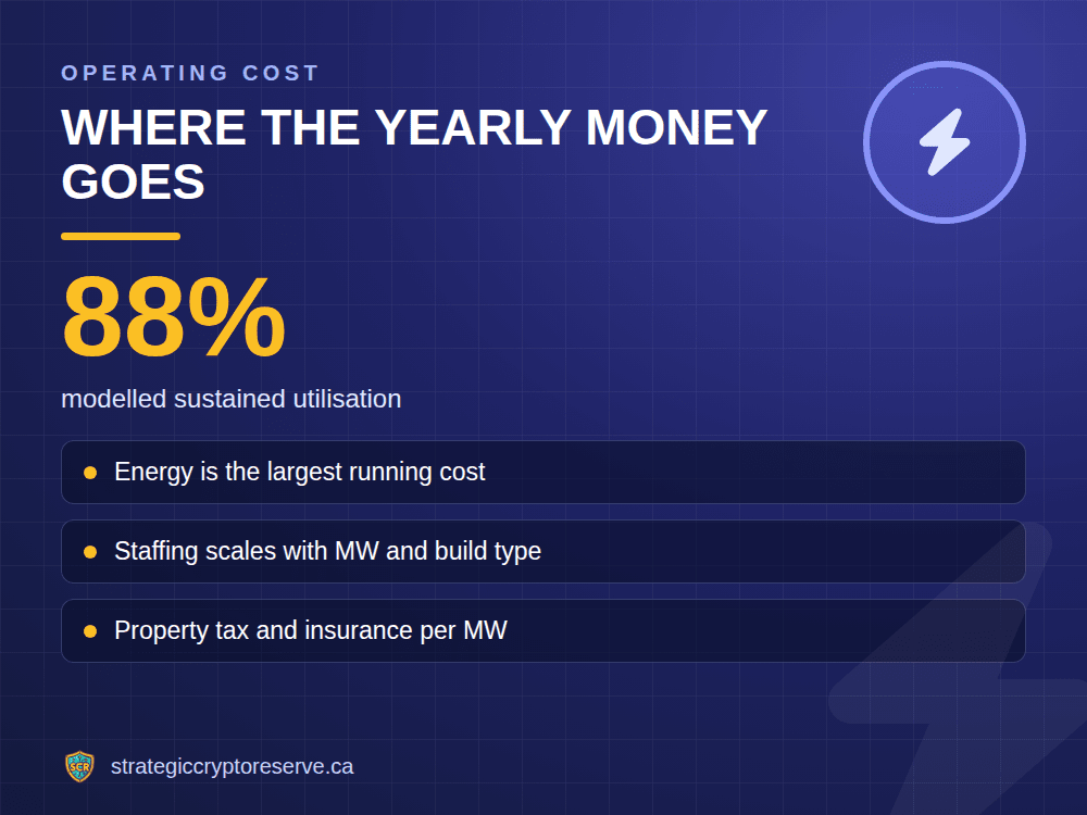 Where the yearly money goes: modelled sustained utilisation