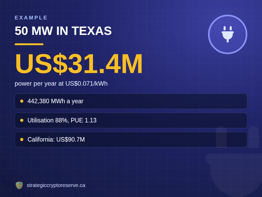 50 MW in Texas: power per year at US$0.071/kWh