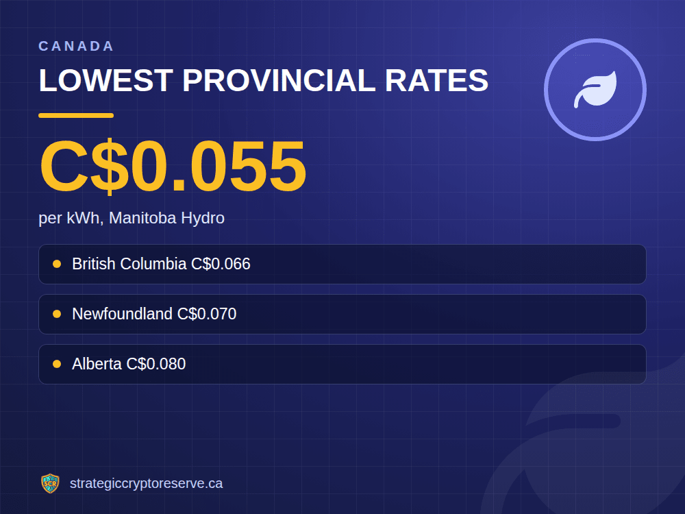 Lowest provincial rates: per kWh, Manitoba Hydro