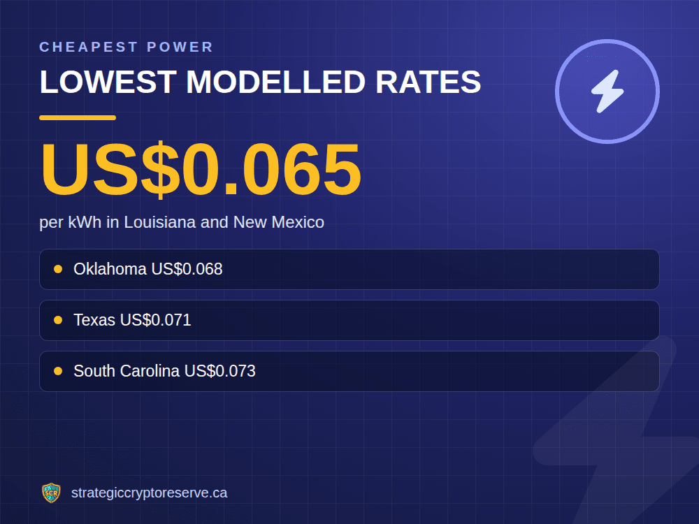 Lowest modelled rates: per kWh in Louisiana and New Mexico