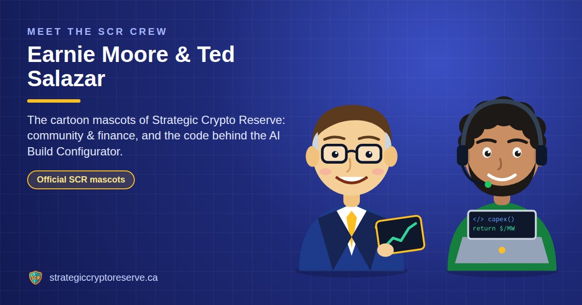 Earnie Moore and Ted Salazar, the cartoon mascots of Strategic Crypto Reserve