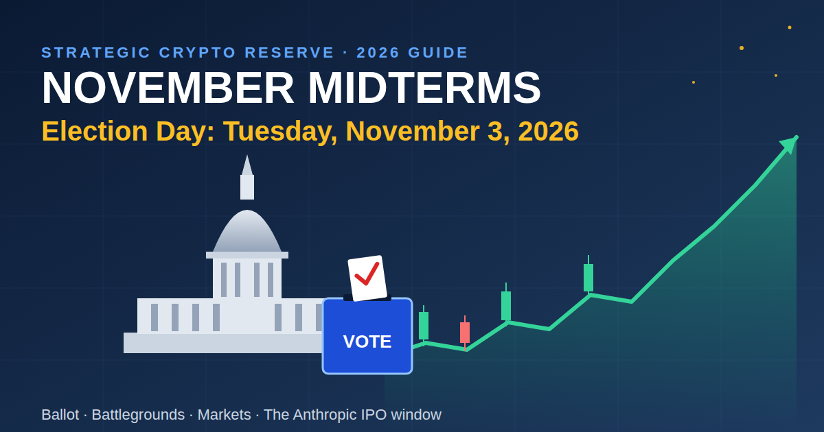 November midterm elections 2026: Capitol dome, ballot box and rising stock market chart, Election Day November 3, 2026