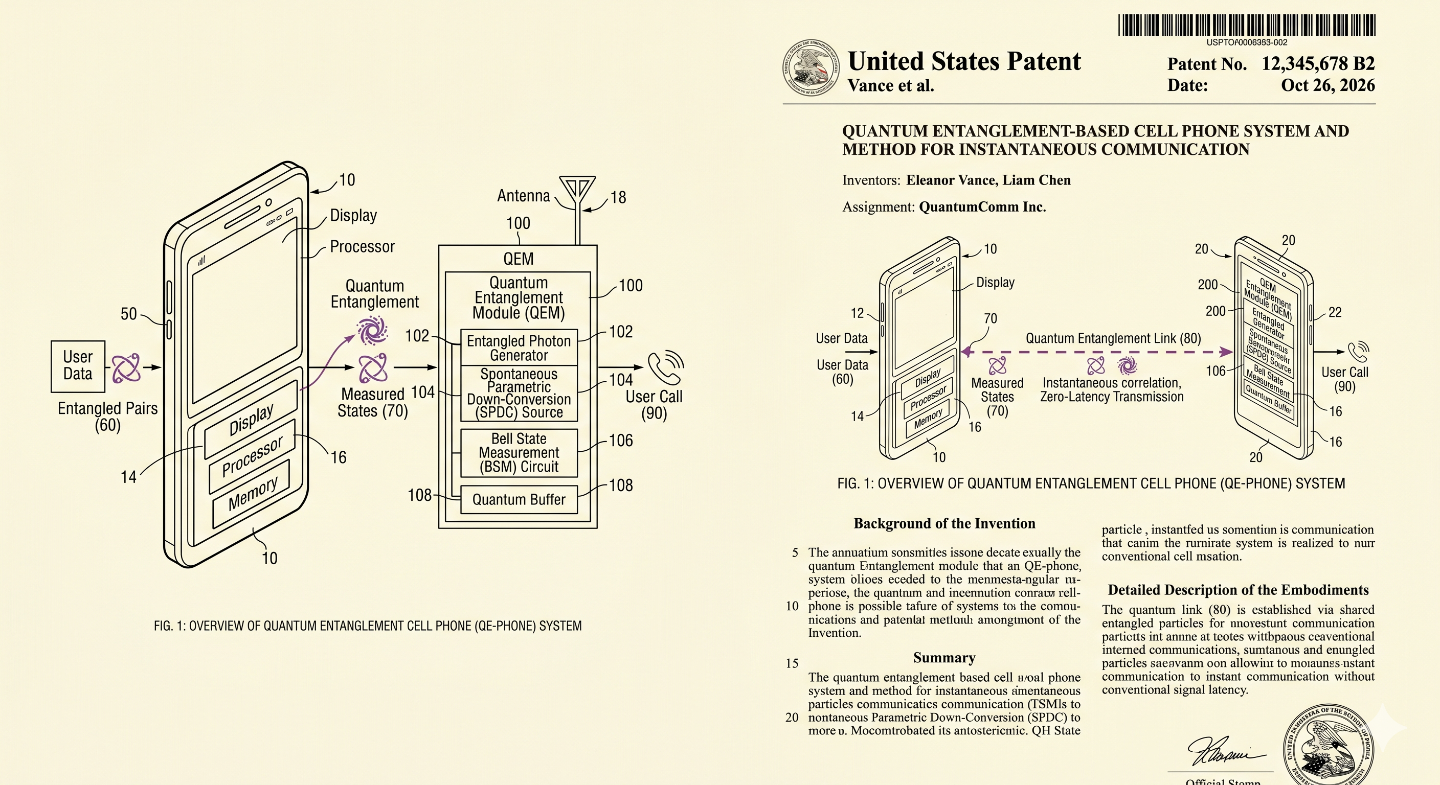 Dark Underlord's satirical quantum entangled cellphone patent filing