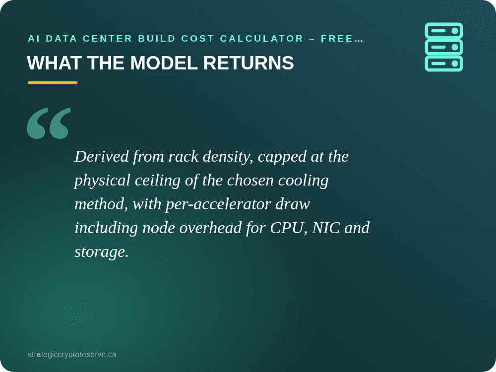 Configuration Attributes: AI Data Center Build Cost Calculator – Free Live Demo