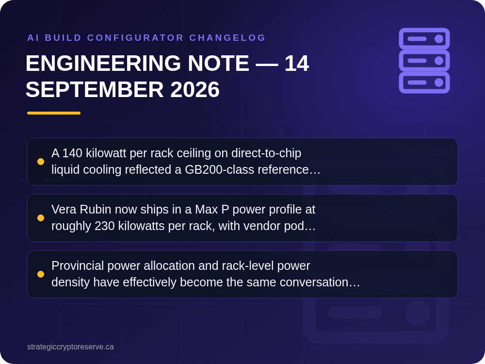 Engineering Note — 14 September 2026: AI Build Configurator Changelog