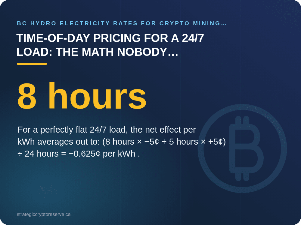 Time-of-Day Pricing for a 24/7 Load: The Math Nobody Publishes: BC Hydro Electricity Rates for Crypto Mining 2026