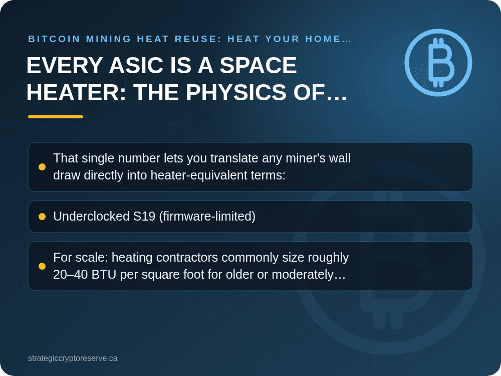 Every ASIC Is a Space Heater: The Physics of Mining Heat: Bitcoin Mining Heat Reuse: Heat Your Home with ASIC Miners in BC