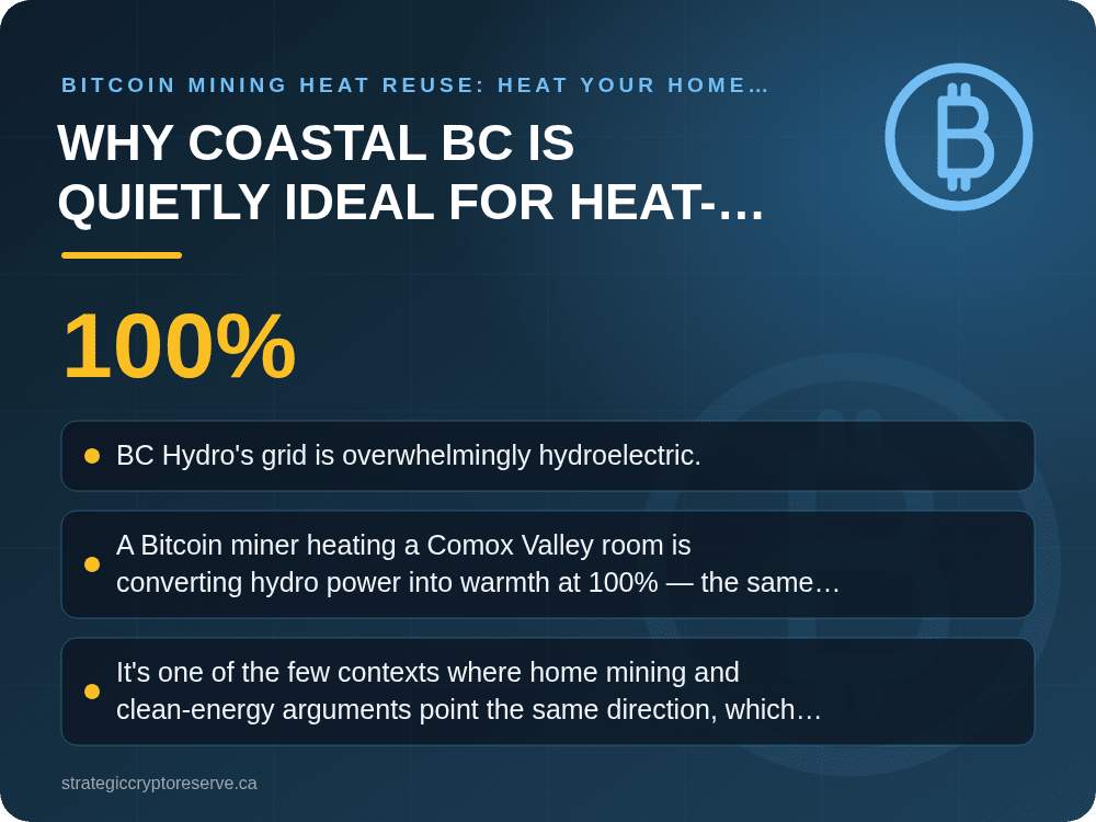 Why Coastal BC Is Quietly Ideal for Heat-Reuse Mining: Bitcoin Mining Heat Reuse: Heat Your Home with ASIC Miners in BC