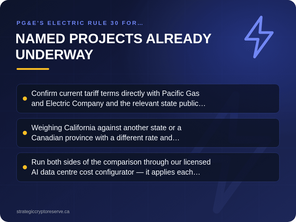 Named Projects Already Underway: PG&E's Electric Rule 30 for Transmission-Level Service: What It Means for AI Data Center Siting in California