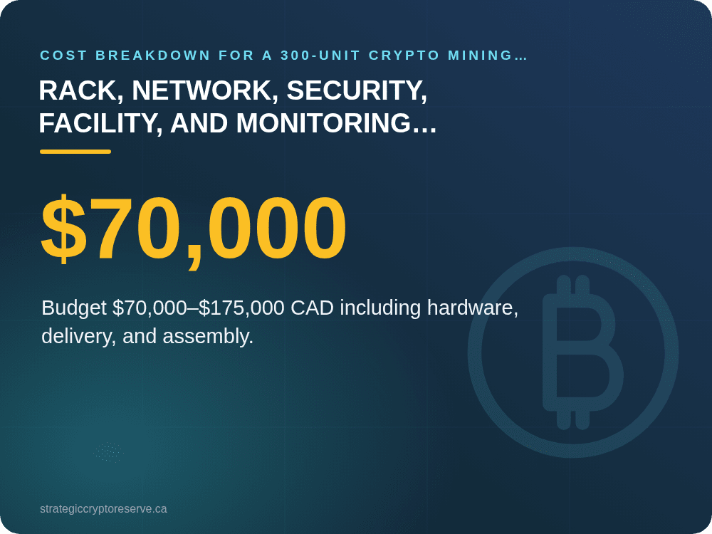 Rack, Network, Security, Facility, and Monitoring Infrastructure: Cost Breakdown for a 300-Unit Crypto Mining Facility (2026 Canada)