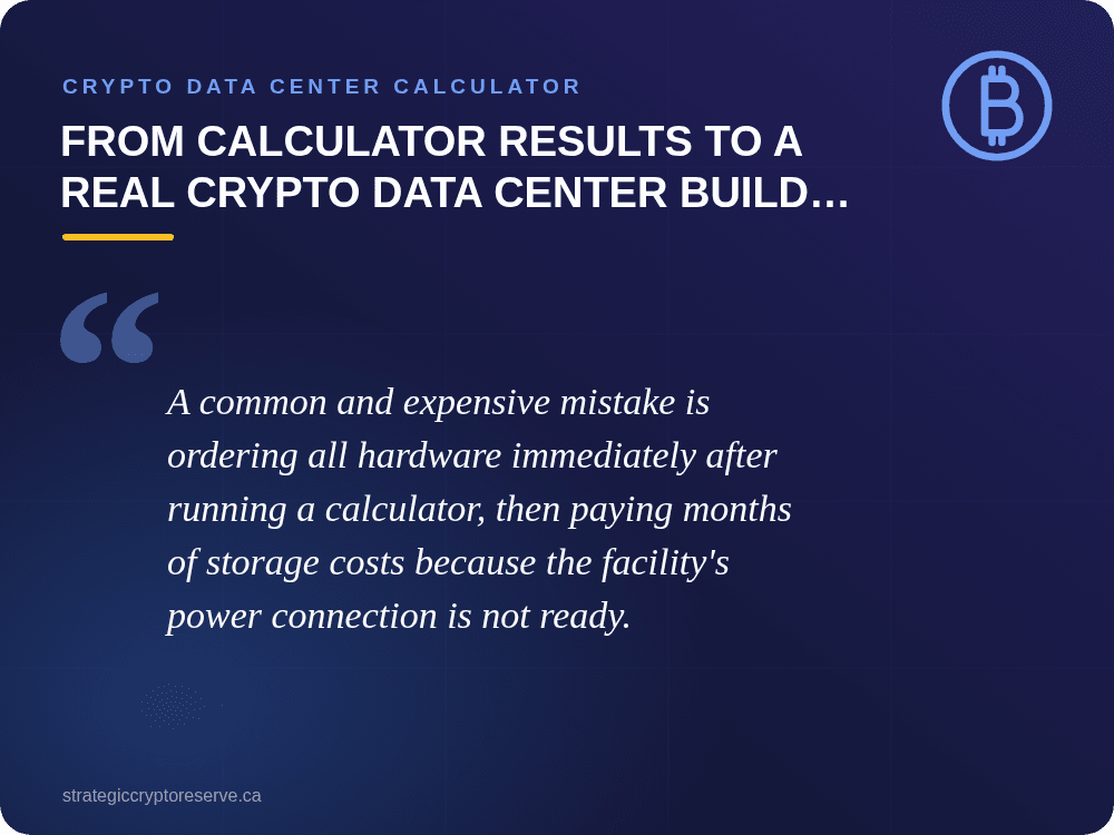 From Calculator Results to a Real Crypto Data Center Build Plan: Crypto Data Center Calculator