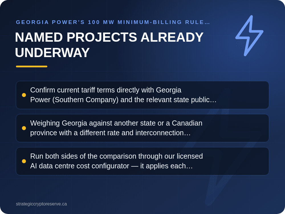 Named Projects Already Underway: Georgia Power's 100 MW Minimum-Billing Rule and CIR Program: What It Means for AI Data Center Siting in Georgia