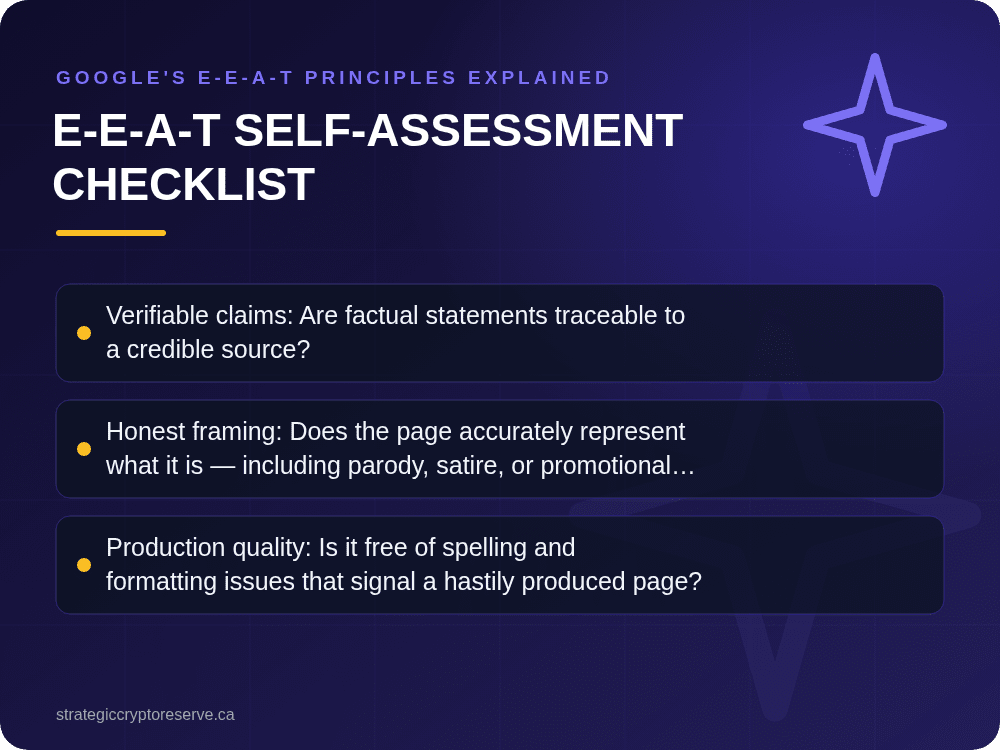 E-E-A-T Self-Assessment Checklist: Google's E-E-A-T Principles Explained