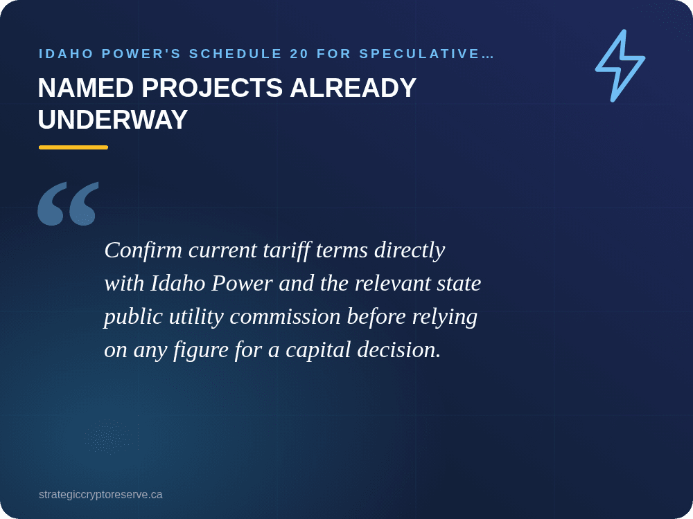 Named Projects Already Underway: Idaho Power's Schedule 20 for Speculative High-Density Load: What It Means for AI Data Center Siting in Idaho