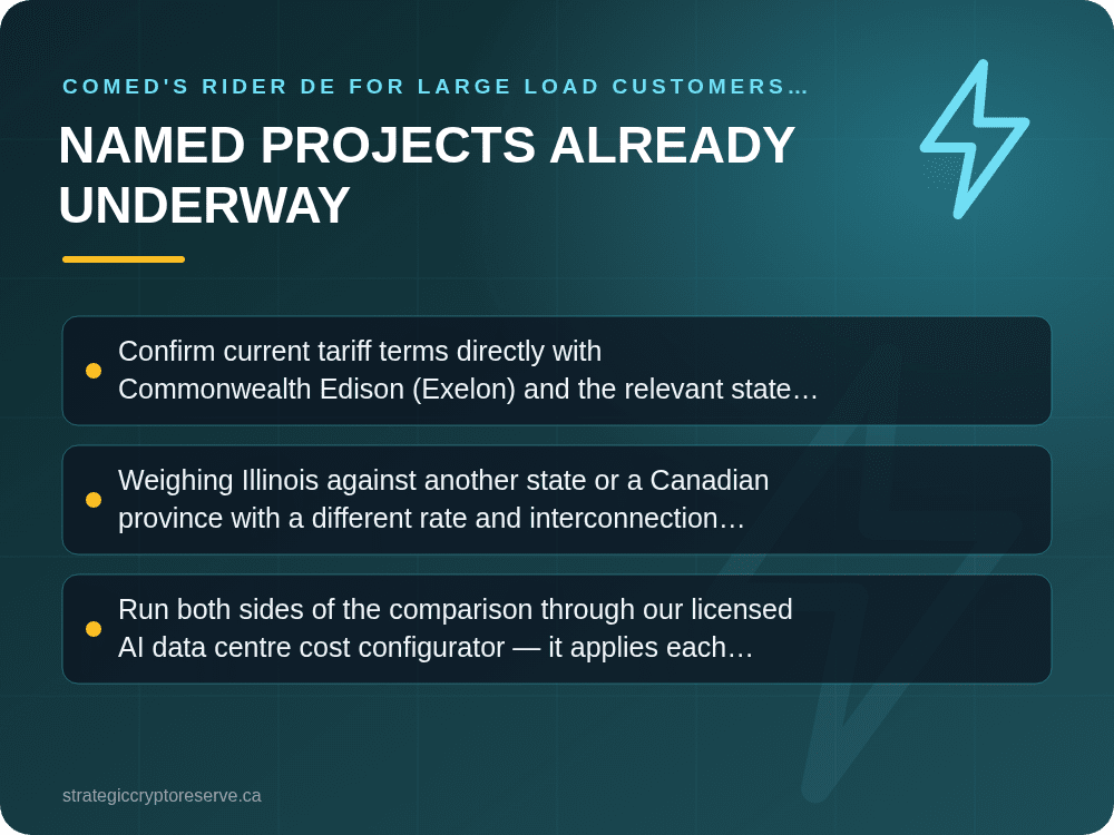 Named Projects Already Underway: ComEd's Rider DE for Large Load Customers: What It Means for AI Data Center Siting in Illinois