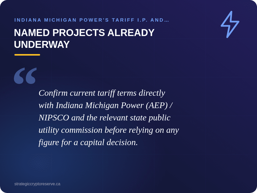 Named Projects Already Underway: Indiana Michigan Power's Tariff I.P. and NIPSCO GenCo: What It Means for AI Data Center Siting in Indiana