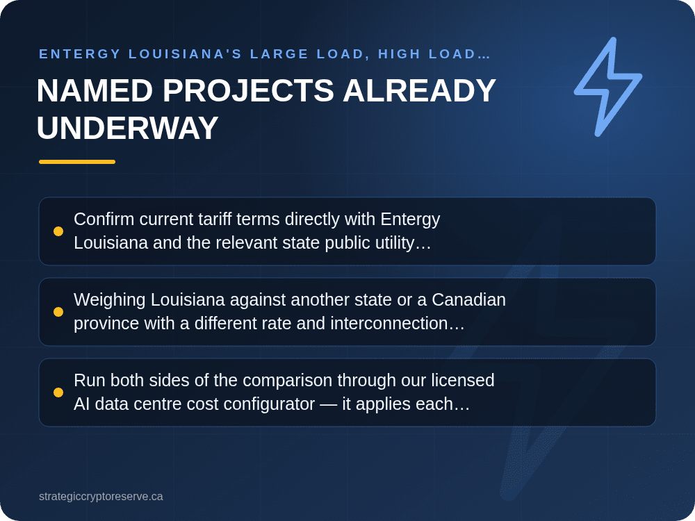 Named Projects Already Underway: Entergy Louisiana's Large Load, High Load Factor Power Service Rate: What It Means for AI Data Center Siting in Louisiana
