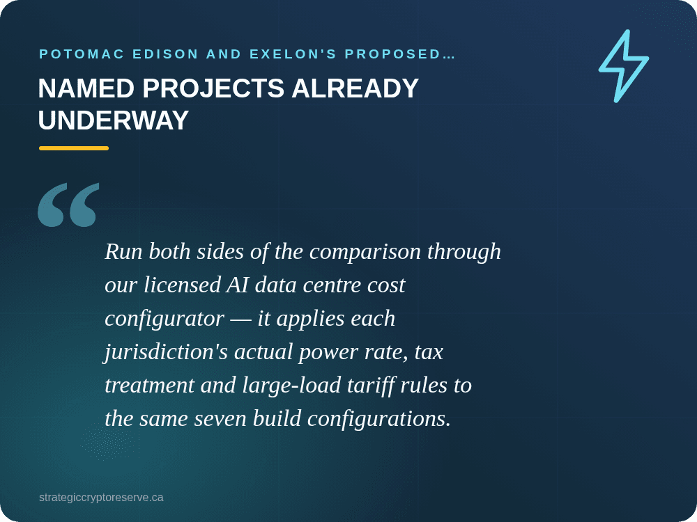 Named Projects Already Underway: Potomac Edison and Exelon's Proposed Large-Load Rate Schedule: What It Means for AI Data Center Siting in Maryland